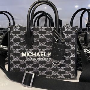Michael Kors Mirella Small Shopper Top Zip Crossbody Bag Logo MK
Black Multi